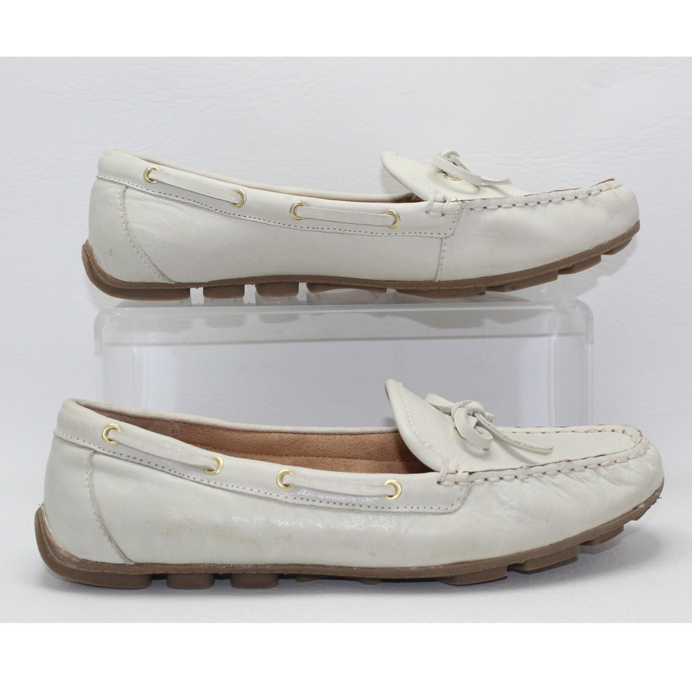 Cynthia Rowley Sunbathe Off White Leather Driving Loafers 7.5M W18201